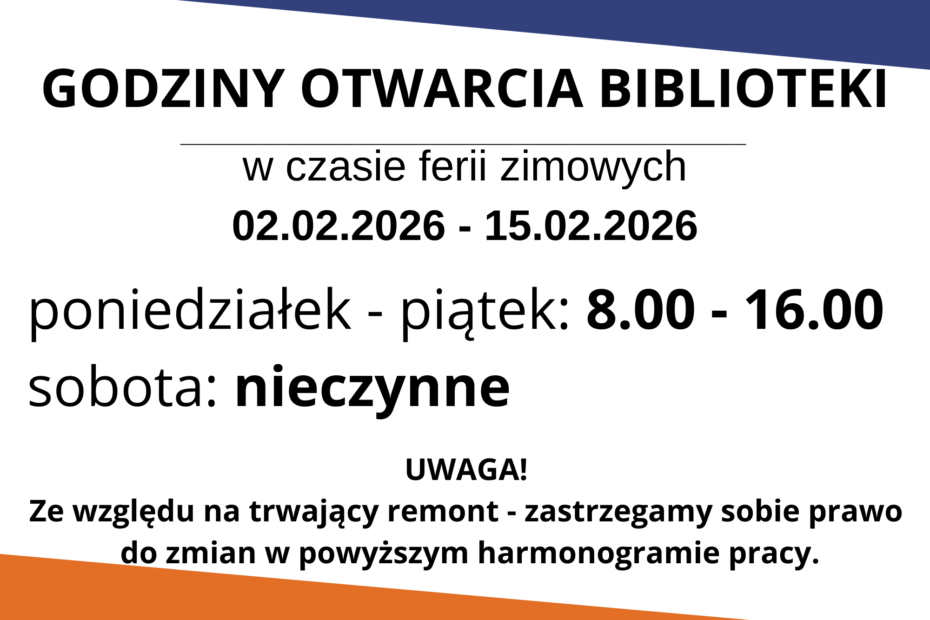 Godziny pracy biblioteki